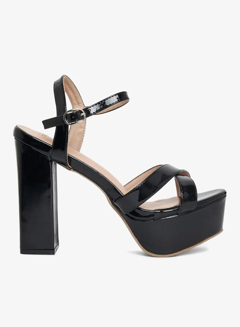 Styli Ankle Strap Block Heel Sandals