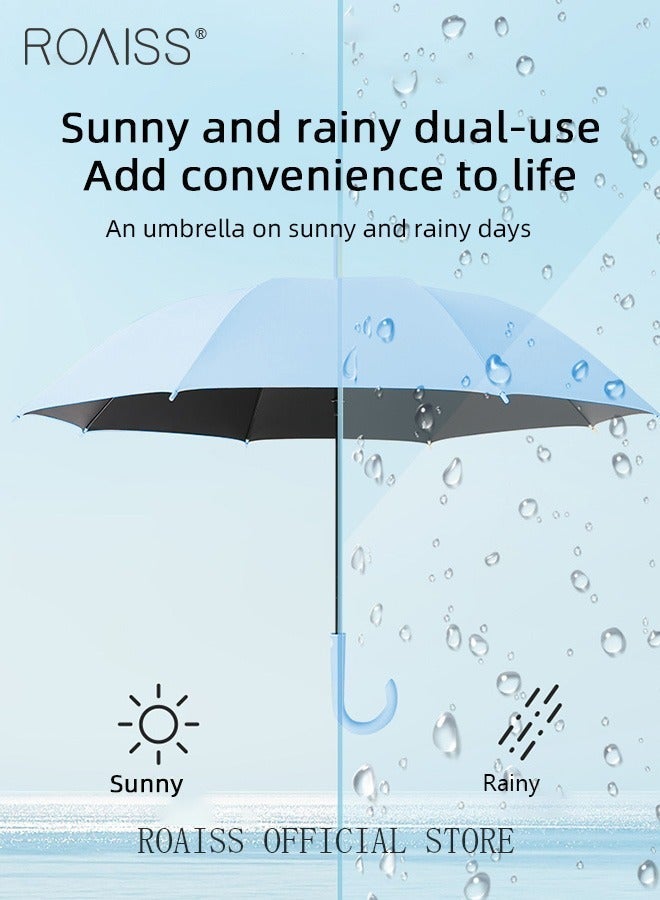 roaiss 8-Bone Automatic Long-Handled Umbrella Vinyl Sunshade Straight Pole Wind-Resistant Reinforced Large Umbrella Sun Protection Uv Protection Upf50 for Sun and Rain - Image 2
