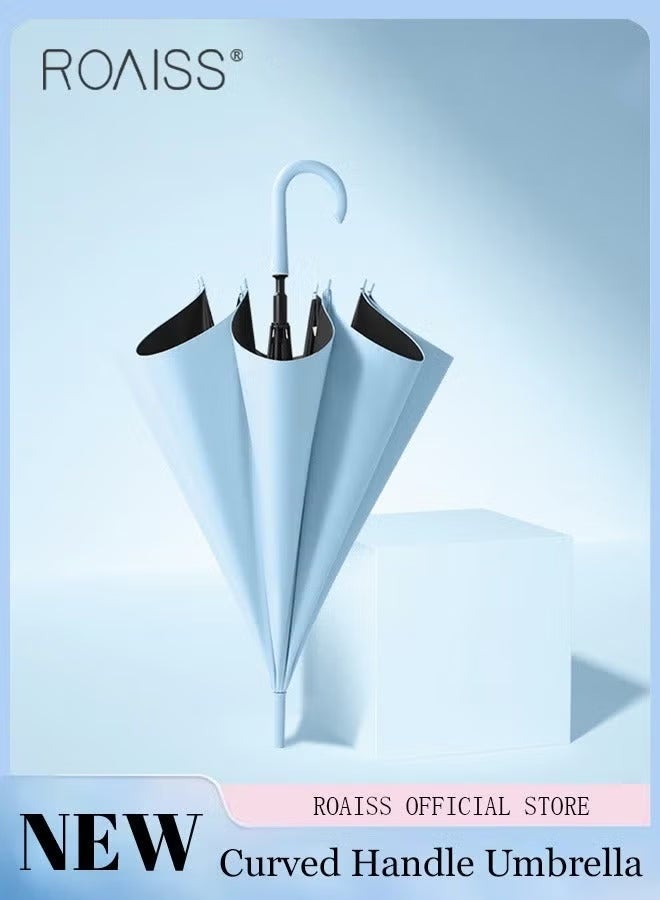 roaiss 8-Bone Automatic Long-Handled Umbrella Vinyl Sunshade Straight Pole Wind-Resistant Reinforced Large Umbrella Sun Protection Uv Protection Upf50 for Sun and Rain - Image 1