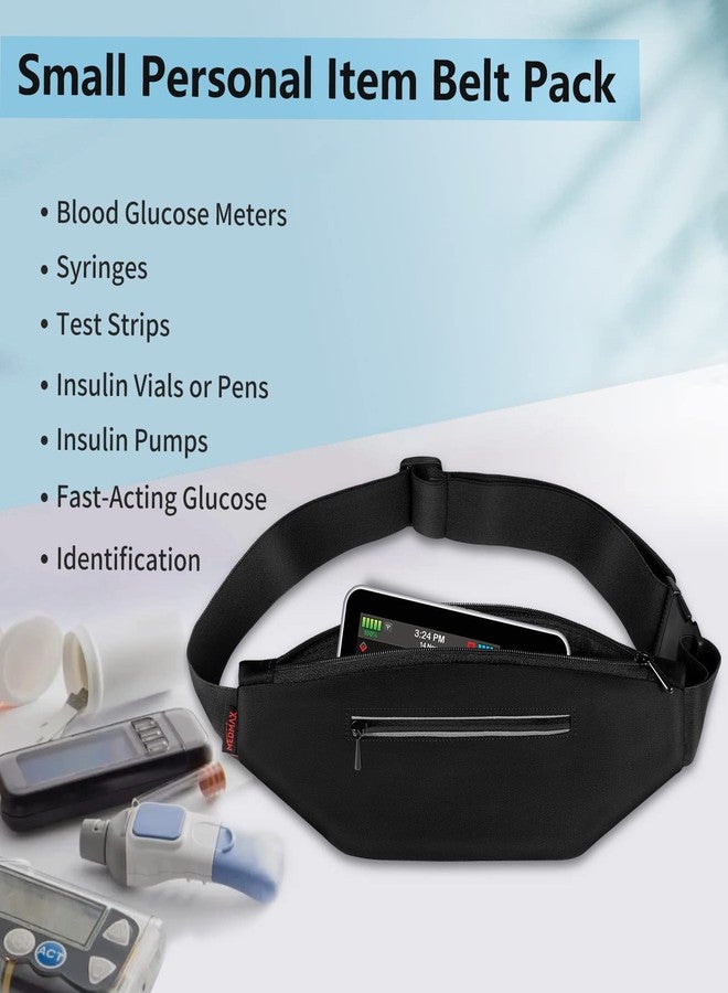MEDMAX Diabetic Running Belt with Adjustable Waist, Insulin Pump Belt Holder Organizer Waist Pouch, Epipen Medical Fanny Pack Bag (Bag Only) (Black) - Image 3