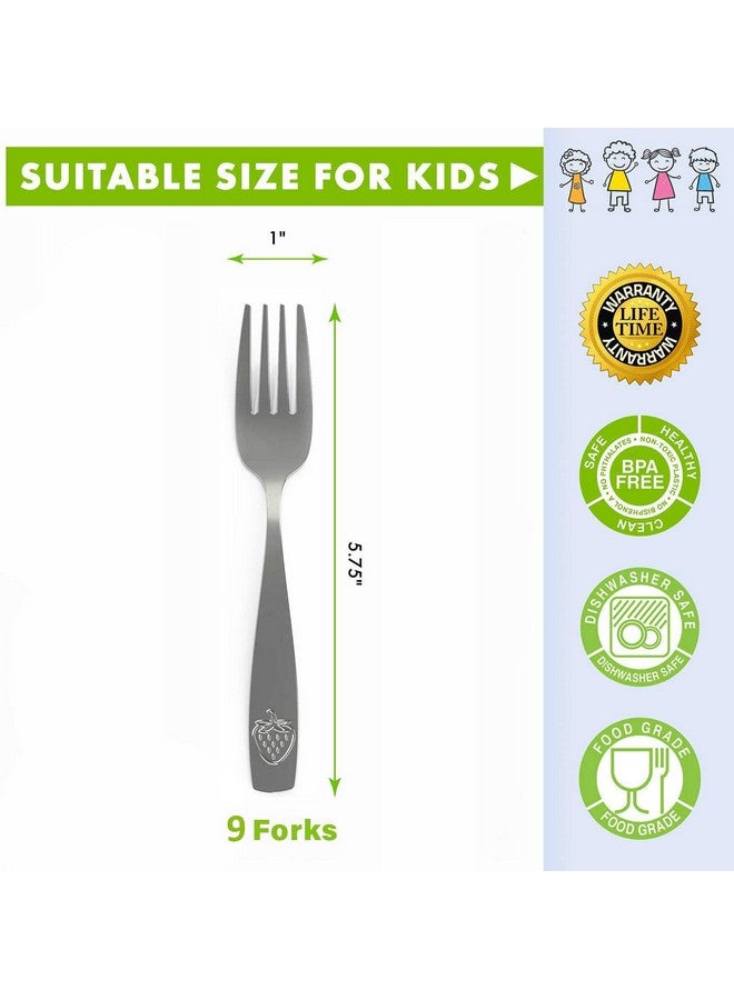 CHILLOUT LIFE 9 Piece Stainless Steel Kids Forks - Child and Toddler Safe Flatware - Kids Utensil Set - Metal Kids Cutlery Set - Includes a Total of 9 Small Kids Forks - Image 2