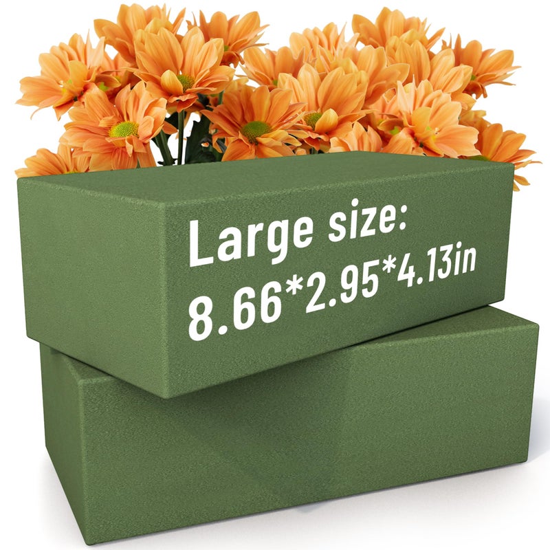 Max Shape Floral Foam Blocks Large 9 Inch,Pack 2 of Wet Floral Foam Bricks,Flower Foam for Artificial Flowers and Wedding Holiday Decorations (2) - Image 1