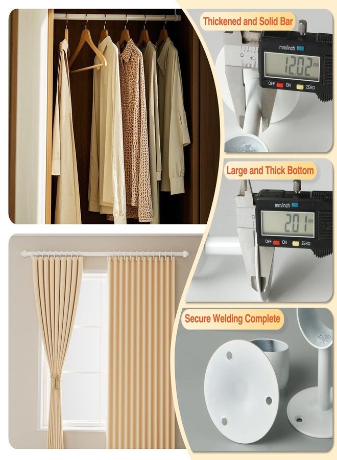 Alise Curtain Rod Holder Bracket 1-1/2Inch Dia,Closet Rod Holders Wall Mounted,Ceiling Mount Curtain Rod Flange Brackets Curved Shower Curtain Rod Holder for Bathroom,Stainless Steel White,4 Pack - Image 5