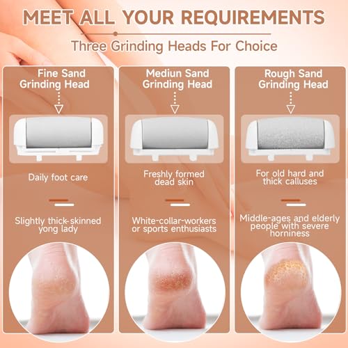 AdamPark Electric Callus Remover for Feet,Rechargeable Portable Electronic Foot File Pedicure Kits,Professional Waterproof Pedi Feet Care Tools Wet&Dry Foot Scrubber File Perfect for Hard Cracked Skin - Image 4