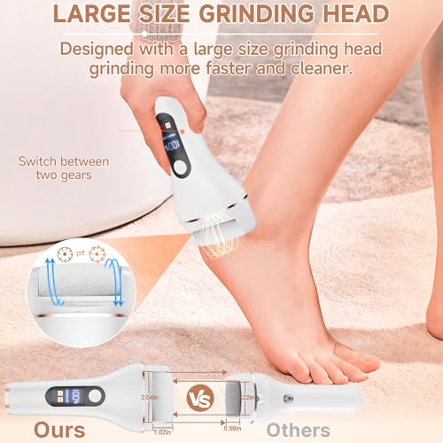AdamPark Electric Callus Remover for Feet,Rechargeable Portable Electronic Foot File Pedicure Kits,Professional Waterproof Pedi Feet Care Tools Wet&Dry Foot Scrubber File Perfect for Hard Cracked Skin - Image 2
