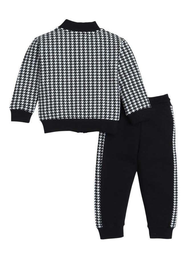 Victor And Jane Pack of 3 - Girls Printed T-Shirt, Houndstooth Jacket and Joggers - Image 2