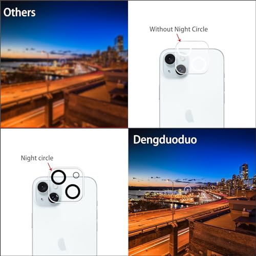 Dengduoduo 3 Pack Tempered Glass Camera Lens Protector for iPhone 15 6.1" & for iPhone 15 Plus 6.7", Ultra HD, 9H Hardness, Anti-Scratch, Case Friendly, Easy to Install [No Affect on Night Shots] - Image 4