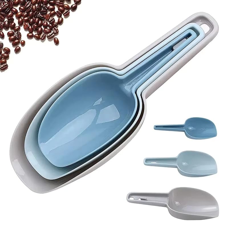 Giffy® Ice Scoop Set of 3, Multi-Purpose Plastic Kitchen Scoops Bar Scooper for Canisters, Flour, Powders, Dry Foods, Candy, Pop Corn, Coffee Beans and Pet Food (1) - Image 1