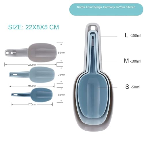 Giffy® Ice Scoop Set of 3, Multi-Purpose Plastic Kitchen Scoops Bar Scooper for Canisters, Flour, Powders, Dry Foods, Candy, Pop Corn, Coffee Beans and Pet Food (1) - Image 2