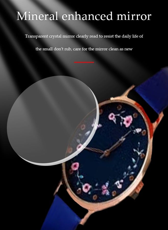DUNISO 5 Pieces of Rhinestone watch set, women's sapphire inlaid diamond quartz watch, alloy watch, with earrings, bracelet, necklace, ring, diamond decorative design, suitable for daily use  - Image 3