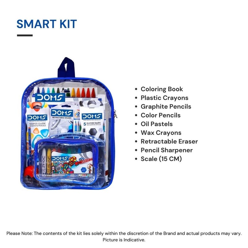 Doms Smart Kit | Comes With Transparent Zipper Bag | Perfect Value Pack | Kit For School Essentials | Gifting Range For Kids | Combination of 12 Stationery Items (Pack of 2) - Image 2