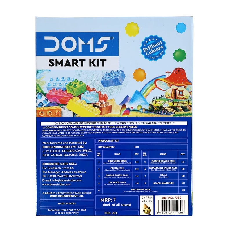Doms Smart Kit | Comes With Transparent Zipper Bag | Perfect Value Pack | Kit For School Essentials | Gifting Range For Kids | Combination of 12 Stationery Items (Pack of 2) - Image 4