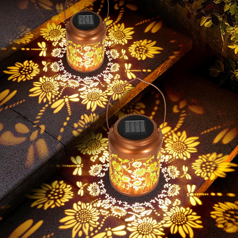 Lazzgan Solar Garden Lights,Sunflower Lanterns Outdoor Decoration, Mothers Day Birthday Gifts for Women Grandma, Garden Decor Hanging Solar Lights Outdoor for Yard, Patio, Backyard, Porch (2 Pack) - Image 1