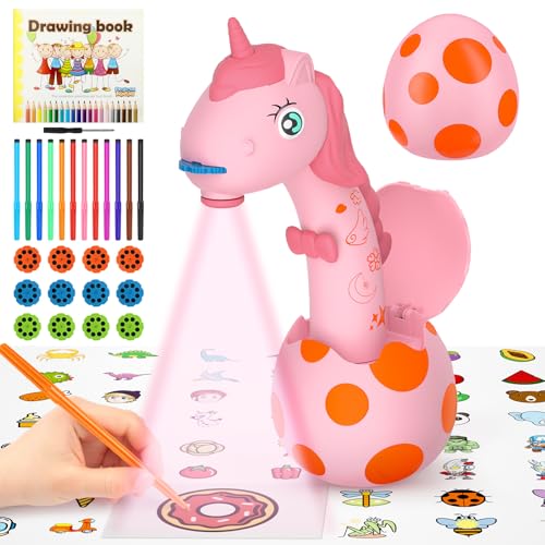 KETIEE Unicorn Drawing Projector Toys for Ages 57 Tracing and Drawing Projector for Kids with Cute Unicorn Look Smart Art Sketcher Projector with 96 Stencils Toddler Toys for Girls Boys 3 Pink - Image 1