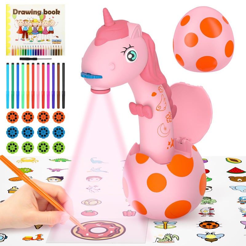 KETIEE Unicorn Drawing Projector Toys for Ages 57 Tracing and Drawing Projector for Kids with Cute Unicorn Look Smart Art Sketcher Projector with 96 Stencils Toddler Toys for Girls Boys 3 Pink - Image 2