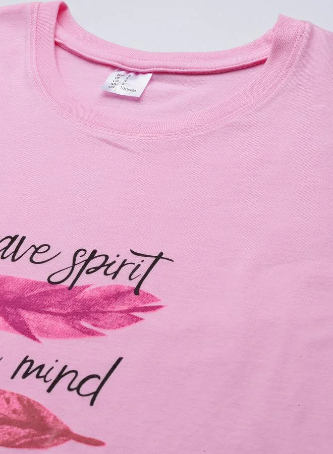 Leading Lady Leading Lady Slogan Print Short Sleeve T-Shirt and Shorts Set