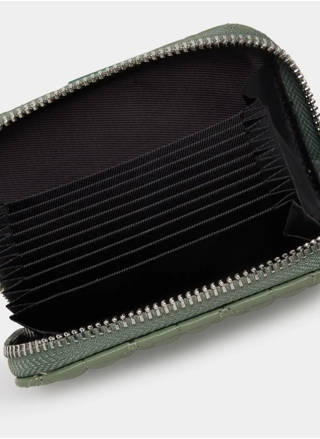 Styli Stitched Textured Zip Closure Wallet
