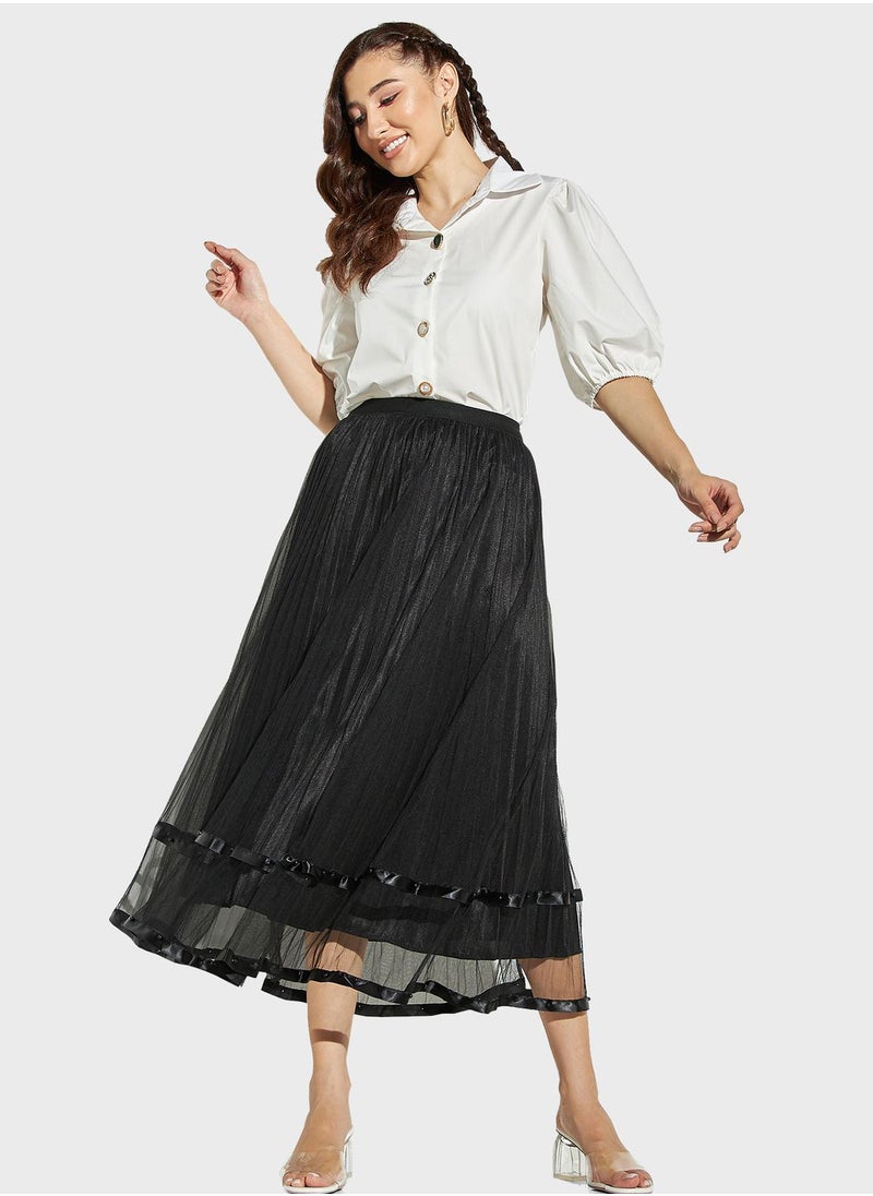 2Xtremz - High Waist Lace Detail Skirt - Image 1