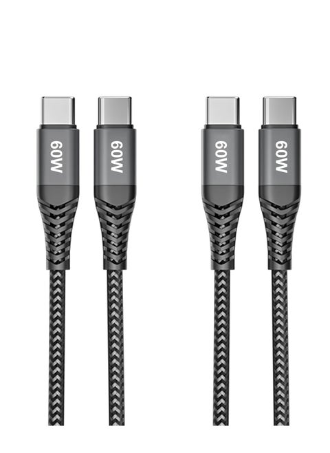 2-Pack [6.6FT+6.6FT] 60W USB C to USB C Cable, Type C to Type C Cable,Fast Charging Cable Compatible with iPhone 15/Plus/15 Pro/Pro Max，Samsung Galaxy S23 S22,Pro, MacBook Air and More