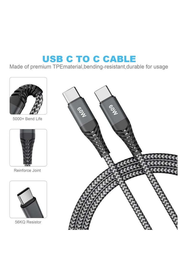 Generic - 2-Pack [6.6FT+6.6FT] 60W USB C to USB C Cable, Type C to Type C Cable,Fast Charging Cable Compatible with iPhone 15/Plus/15 Pro/Pro Max，Samsung Galaxy S23 S22,Pro, MacBook Air and More - Image 1