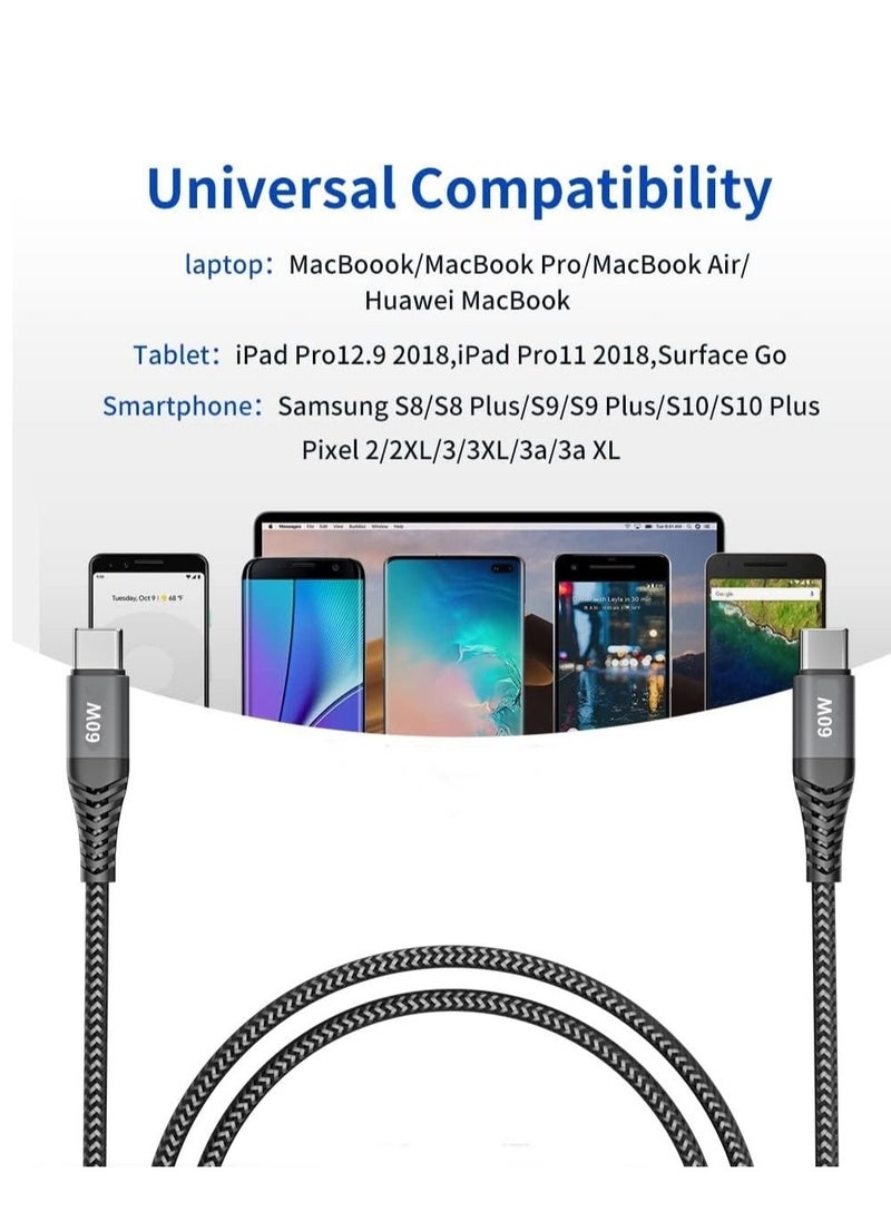 Generic - 2-Pack [6.6FT+6.6FT] 60W USB C to USB C Cable, Type C to Type C Cable,Fast Charging Cable Compatible with iPhone 15/Plus/15 Pro/Pro Max，Samsung Galaxy S23 S22,Pro, MacBook Air and More - Image 1