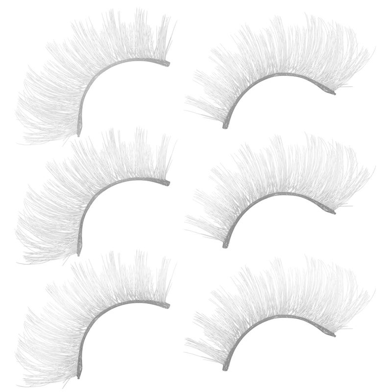 White False Eyelashes 3 Pairs Strip Lashes Bulk Makeup Supplies for Stage Party Festival Eye Makeup - Image 1