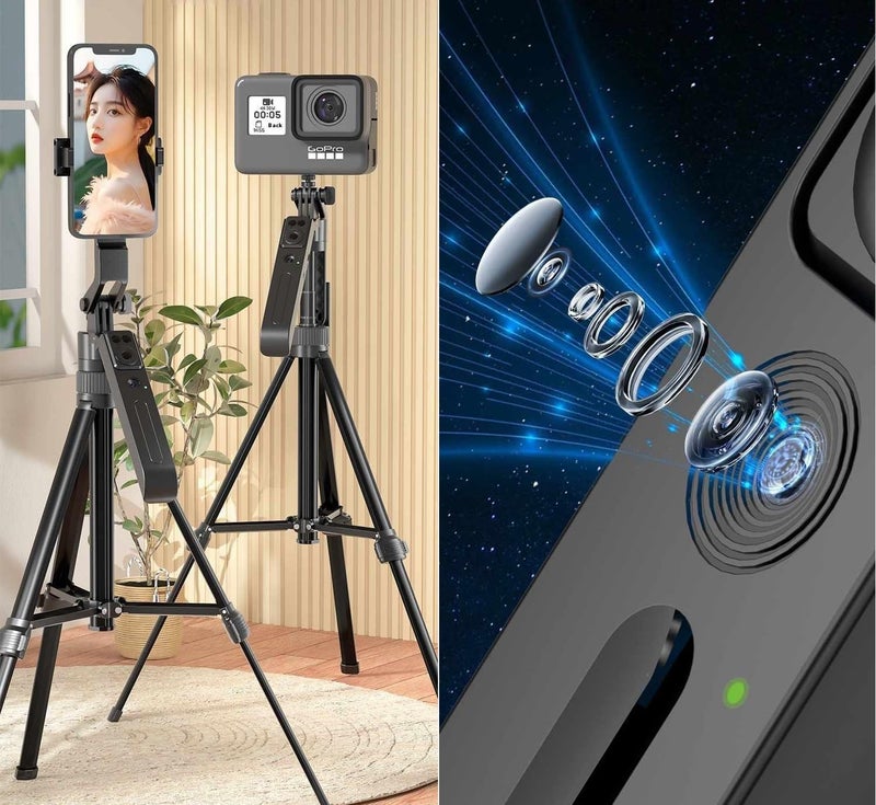 FKU C19 AUTO FACE Tracking Mobile Selfie Stick with 75 INCH Tripod 360° Rotary Aluminum Alloy Live Broadcast Shooting Camera Monopod Stand (C19 1.9 Meter AUTO FACE Tracking SEFIE Stick) - Image 2