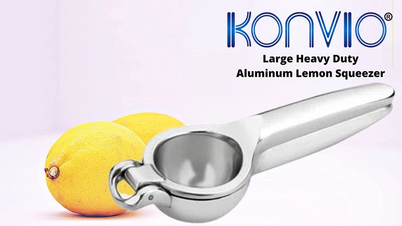 Konvio Heavy Duty Kitchen Lemon Squeezer Solid Metal Squeezer Bowl - Large Manual Citrus Press Juicer and Lime Squeezer - Image 3