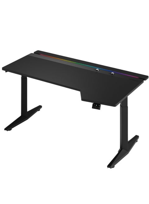 Neo Pro Gaming Table Ergonomic Electric Height Adjustable Gaming Desk with Dual Motor Height Controller RGB Light with Cable Management - (160x92cm)