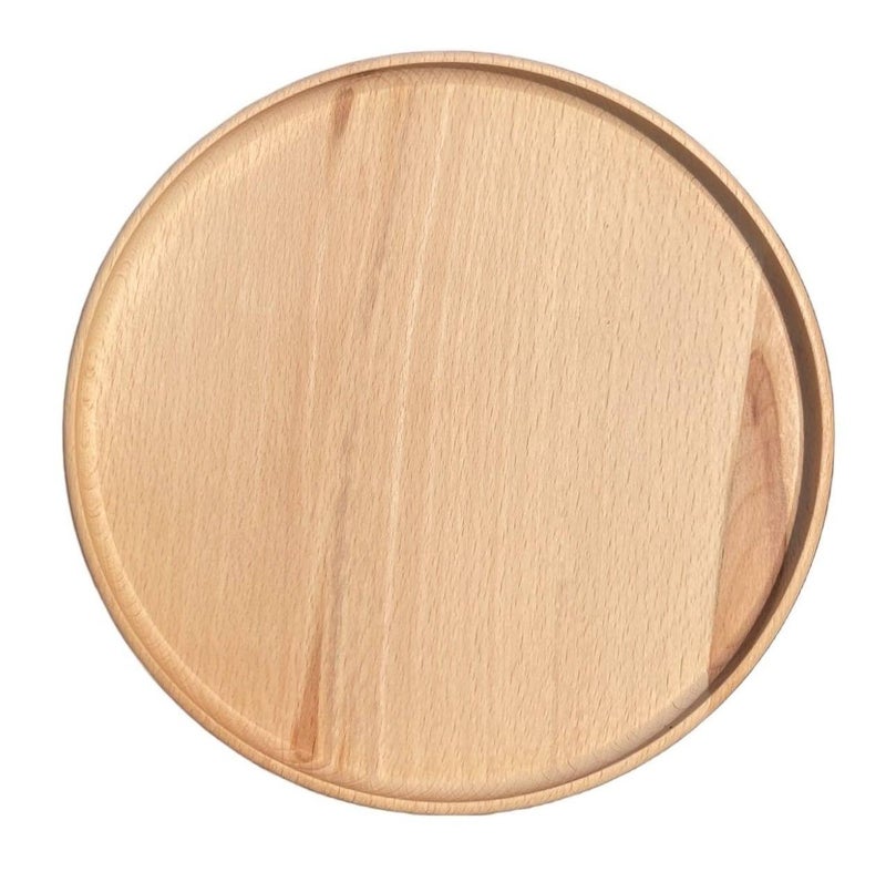 EFO Wooden Plate Beech Wood Serving Platter Great Option as Serving Tray Cheese Board or Fruit Bowl Round 23cm ROUNDPL2023
