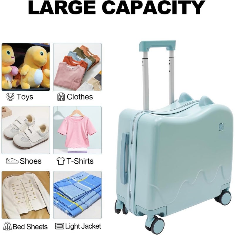 Ride-On Suitcase with Spinner Wheels With Lock for Girls and Boys Toddler Ride-On Luggage for Study Tours Outings Trips 20 Inch Lightweight ABS Plastic Pink/Blue - Image 3