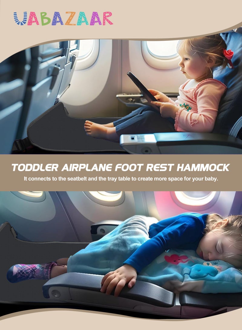 URbazaar Toddler Travel Bed，Toddler Airplane Seat Extender, Foldable Travel Bed for Kids, Portable Plane Travel Essentials for Toddler Leg Rest & Lie Down, with Side Pockets (Black) - Image 5