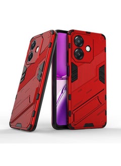 For OPPO A3X 5G India Punk Armor 2 in 1 PC + TPU Phone Case with Holder(Red)