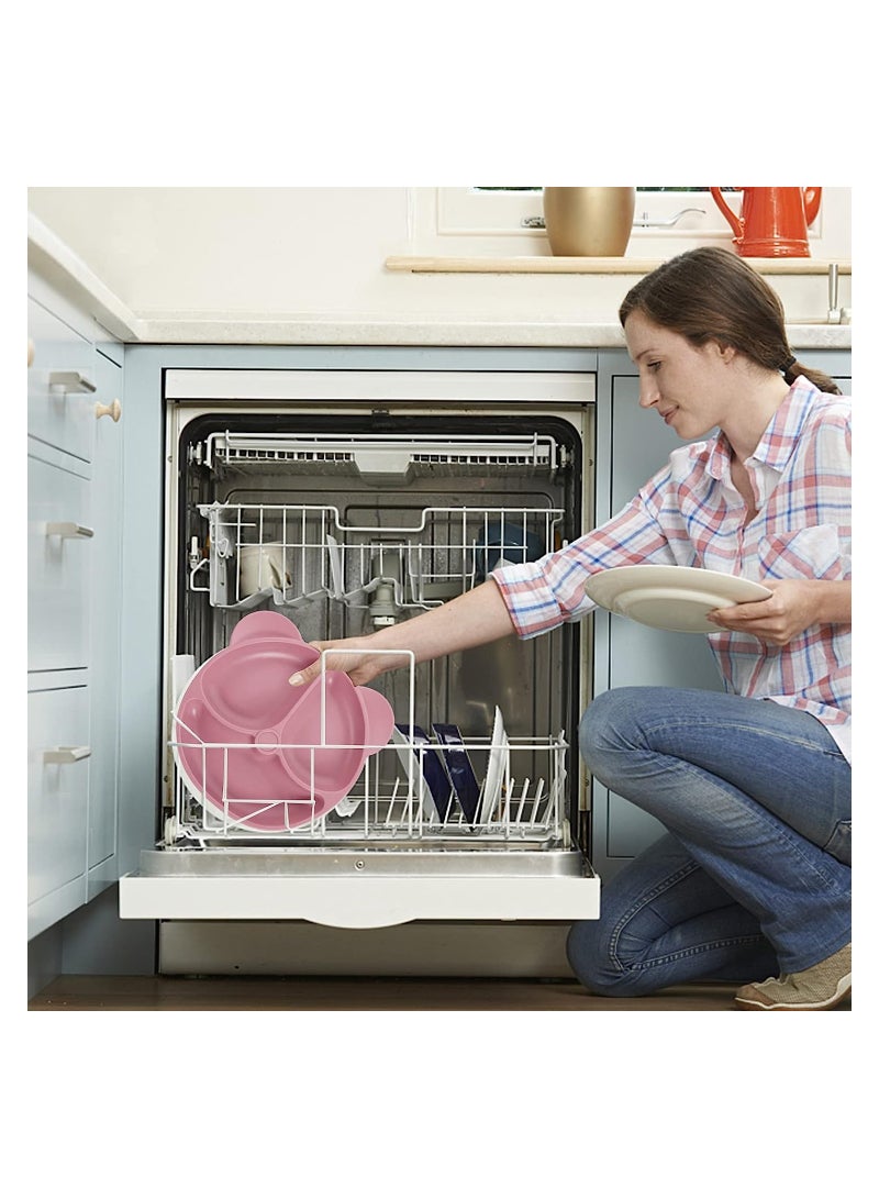 SOLARAE Baby Suction Plate Silicone Toddler Plates Baby Weaning Plate Divided Dishes with Spoon Fork Fits for Most Highchairs Trays Self Feeding Training Dishwasher Microwave Safe - Image 5