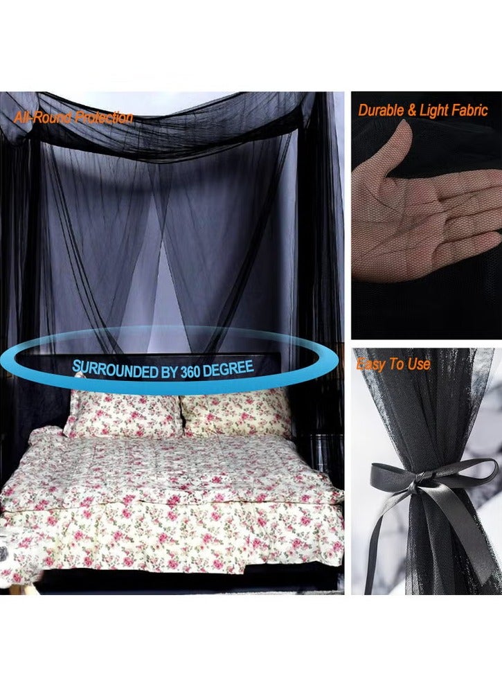 Mosquito Net 4 Opening Mosquito Net 4 Corners Post Canopy Bed Curtain Black Canopy Bed Frame Queen Canopy Bed Tents for Girls Canopy Bed for Adults Bedroom - Image 5
