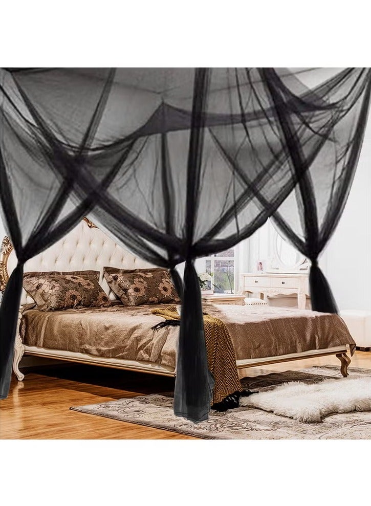 Mosquito Net 4 Opening Mosquito Net 4 Corners Post Canopy Bed Curtain Black Canopy Bed Frame Queen Canopy Bed Tents for Girls Canopy Bed for Adults Bedroom - Image 1