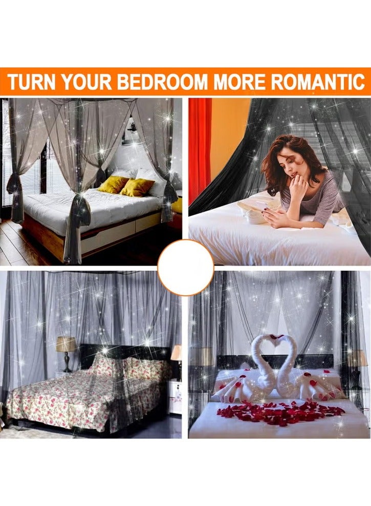 Mosquito Net 4 Opening Mosquito Net 4 Corners Post Canopy Bed Curtain Black Canopy Bed Frame Queen Canopy Bed Tents for Girls Canopy Bed for Adults Bedroom - Image 4
