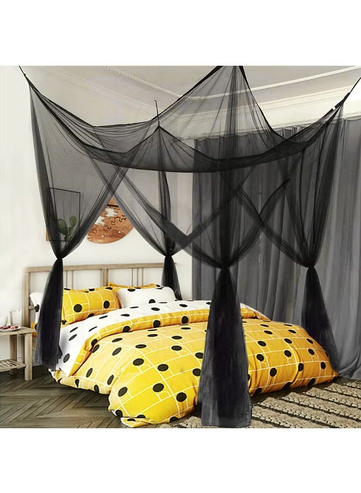Mosquito Net 4 Opening Mosquito Net 4 Corners Post Canopy Bed Curtain Black Canopy Bed Frame Queen Canopy Bed Tents for Girls Canopy Bed for Adults Bedroom - Image 3