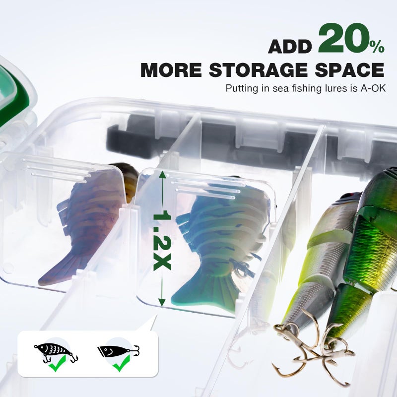 Ghosthorn Fishing Tackle Box,Waterproof 3600 and 3700 Tackle Trays,Tackle Box Organizer with Removable Dividers Storage Lure Box for Lures 1 Pack (3600 * 1) - Image 3