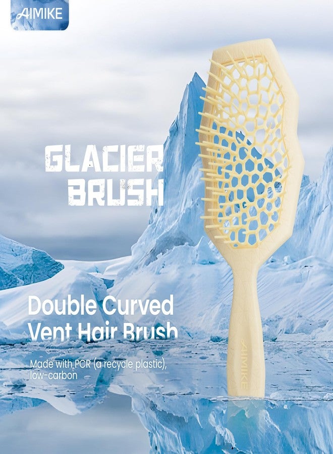 AIMIKE Glacier Detangling Brush, Pain-Free Detangler Brush for Curly Hair Wet & Dry Use, Glide Through Tangles with Ease, Vented Hair Brush for Women's 2c to 4c Curls, Cream Yellow - Image 2