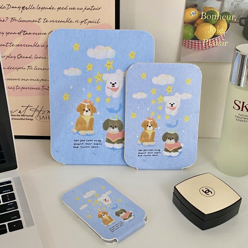 Girl'S Heartbreak Flower Folding Mirror Cosmetic Mirror Portable Travel Student Dormitory Dressing Table-Style Stand-Up Small Mirror - Image 1