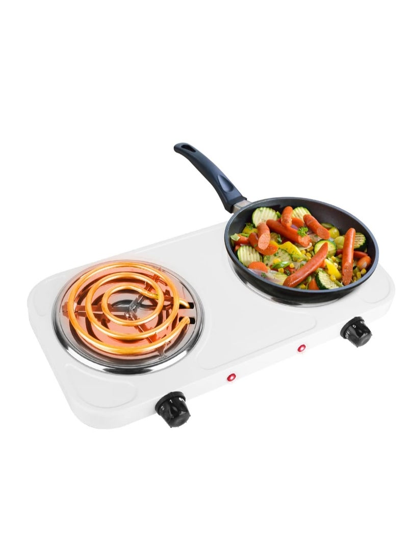 موقد كهربائي مزدوج 2000 واط بملفات تسخين وتحكم مستقل في الحرارة مع حماية من ارتفاع الحرارة مناسب للاستخدام المنزلي والسفر - Image 5