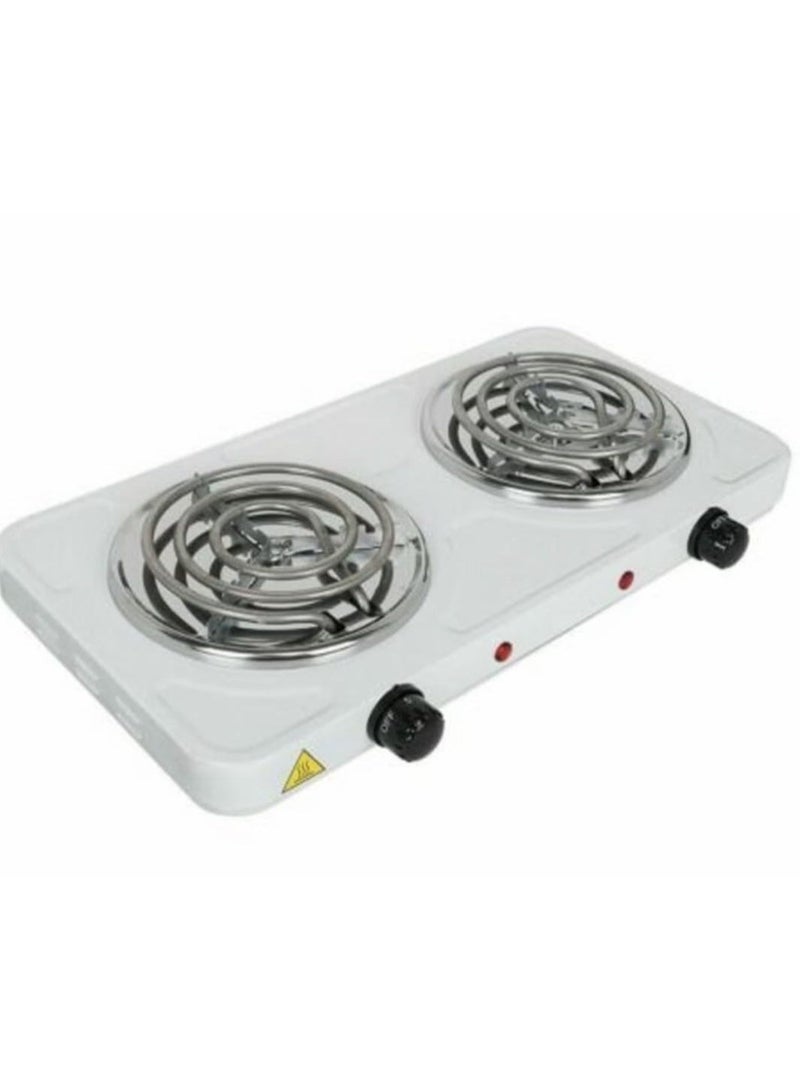 موقد كهربائي مزدوج 2000 واط بملفات تسخين وتحكم مستقل في الحرارة مع حماية من ارتفاع الحرارة مناسب للاستخدام المنزلي والسفر - Image 1