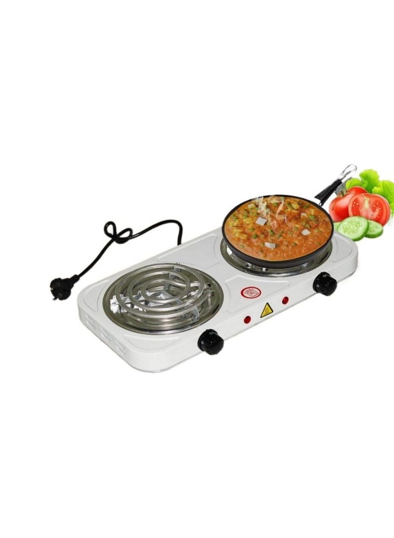 موقد كهربائي مزدوج 2000 واط بملفات تسخين وتحكم مستقل في الحرارة مع حماية من ارتفاع الحرارة مناسب للاستخدام المنزلي والسفر - Image 2