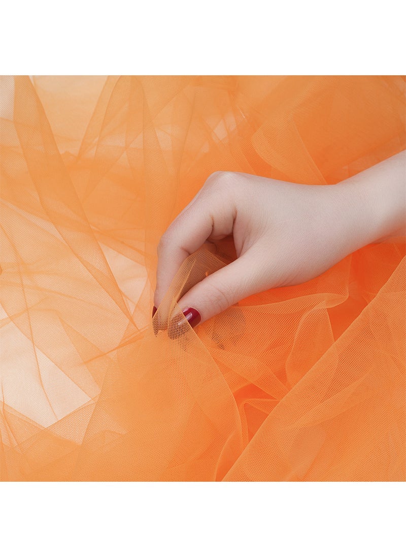 Internet Celebrous Solid Color Lace Yarn Lace Background Cloth Hippocampus Head Yarn Photographic Background Jewelry Photographic Matching Props Vitro orange 1*1.5 m