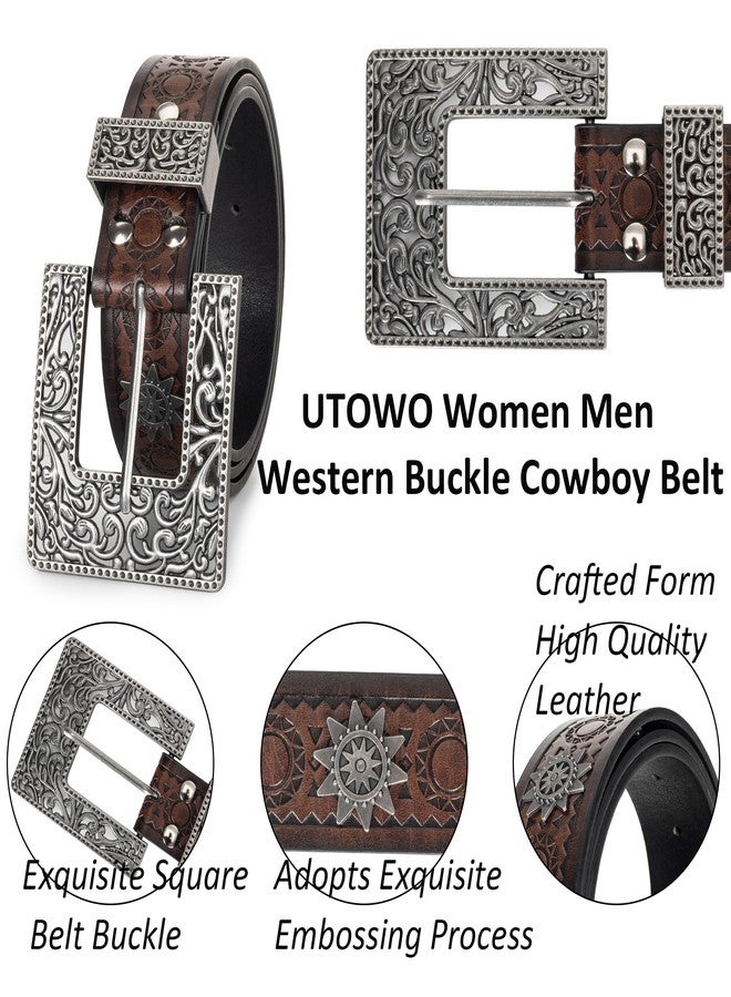 UTOWO Adjustable Vintage Western-Belts for Women Men Engraved Buckle-Belts Cowboy-Cowgirl-Belt - Image 3
