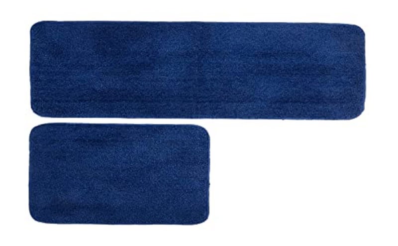 SKIVE India® Microfiber Multi Purpose Bathroom Mat,Bathroom Rugs and Mats 2 Piece Anti Slip Bath Mats Soft Plush Plain Design for Shower Bathroom Contour Toilet Rugs (Blue) (40X60+40X120) - Image 2