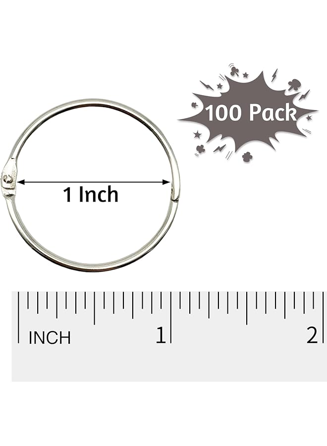إيروريكس حلقات المجلد 1 بوصة، عبوة من 100 حلقة مجلد ذات أوراق فضفاضة، حلقات معدنية للكتب، حلقات للبطاقات التعليمية، حلقات البطاقات التعليمية، حلقات بطاقات الفهرس، حلقات المشابك، حلقات المجلد المصنوعة من الفولاذ المطلي بالنيكل، حلقات المفاتيح - Image 2