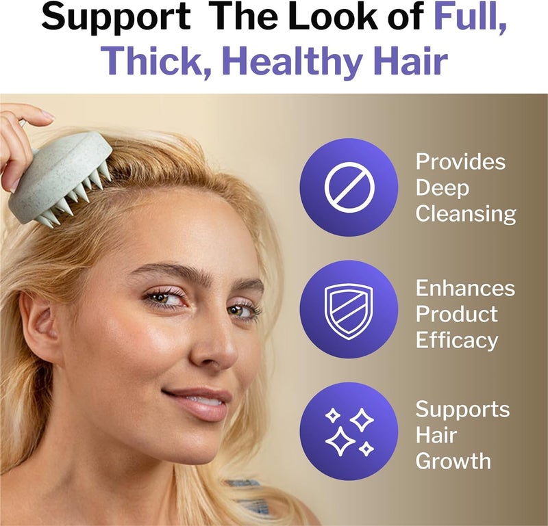 Valkyrie فرشاة شامبو لتدليك فروة الرأس يدوية، جسم صديق للبيئة مصنوع من قش القمح مع شعيرات سيليكون ناعمة، مقشر فروة الرأس، مزيل للقشرة، يمنع تساقط الشعر للجنسين | أخضر (Jg-35) - Image 5