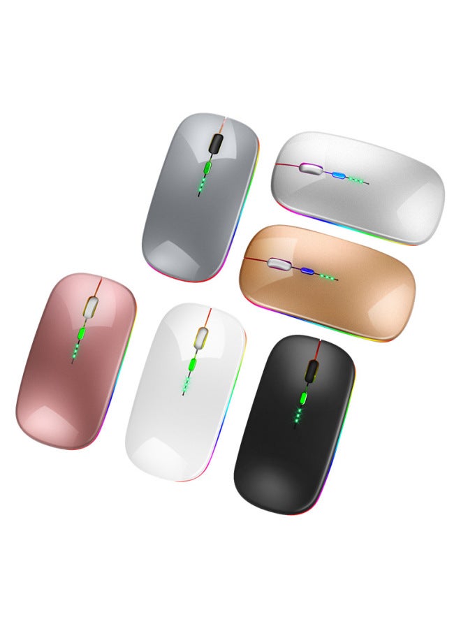Bluetooth Dual-mode Wireless Mouse Charging Silent Power Display Office Gaming Glowing Mouse For Digital Computer Use-Color:Bluetooth Dual-mode Luminous Enhanced Version-space Silver Gray - Image 2